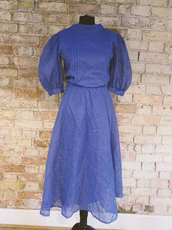 Vintage 1980s purple sheer midi dress size 14