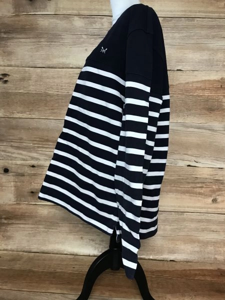 Crew Clothing Company Navy and White Striped Hard Feel Sweater