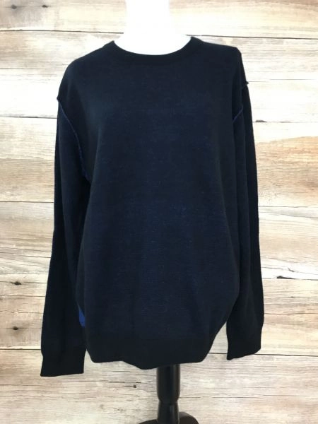 Replay Two Tone Black and Blue Long Sleeve Jumper