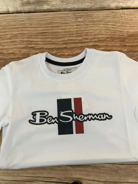 Ben Sherman White Printed Logo Short Sleeve T-Shirt