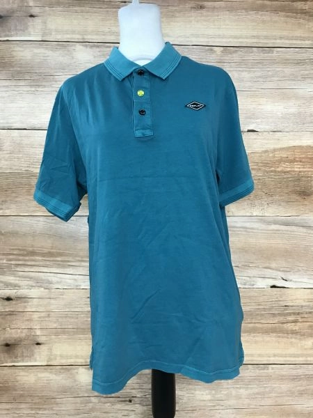 Replay Turquoise Polo Shirt with Contrast Buttons