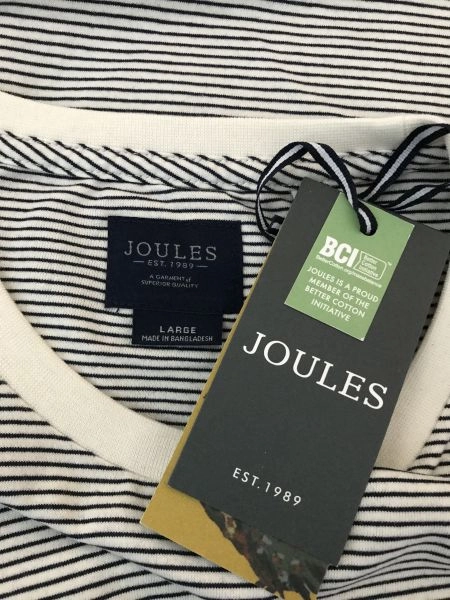 Joules Black and White Stripe Long Sleeve Top