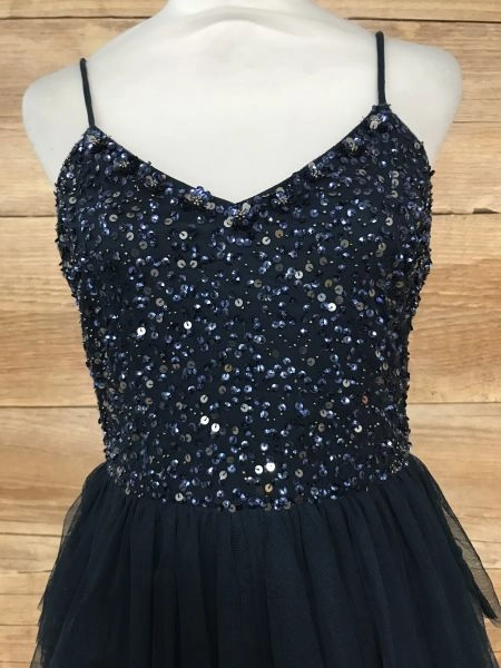 Quiz Occasion Sequined Bodice and Frill Layered Skirt Dress