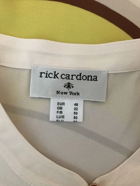 Rick Cardona Cream Long Top with Yellow, Blue and White Circular Design