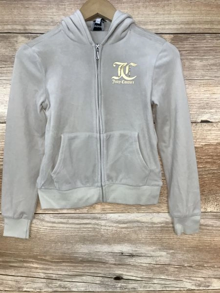 Juicy Couture Vanilla Ice Off White Velour Hooded Top