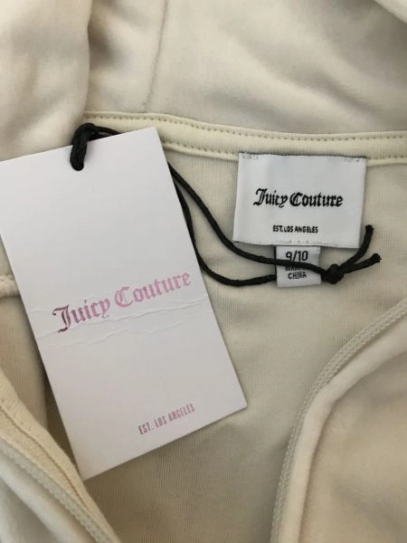 Juicy Couture Vanilla Ice Off White Velour Hooded Top