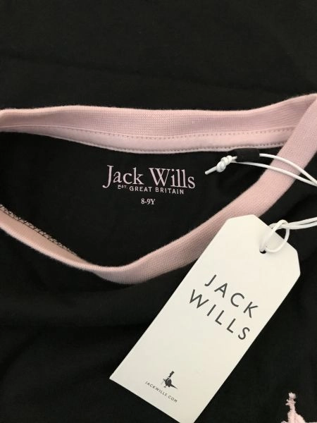 Jack Wills Black T-shirt Dress with Pink Collar and Cuffs