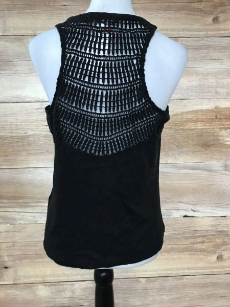 Superdry Black Razor Back Vest with Crochet Detailing