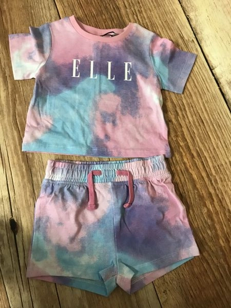 Elle Tie Dye Pink and Blue Shorts and T-Shirt Set