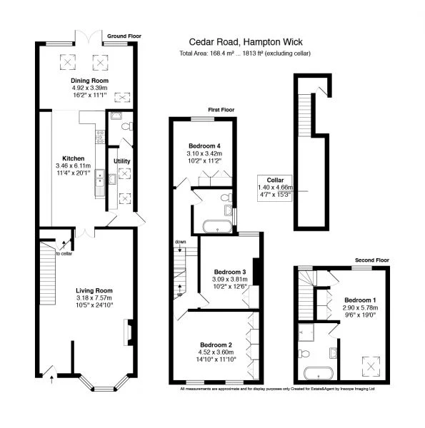 4 bedrooms semi detached, 24 Cedars Road Hampton Wick Kingston Upon Thames