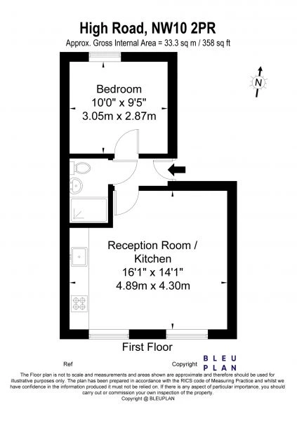 1 bedroom flat, 80a Flat 1 High Road Willesden Green London