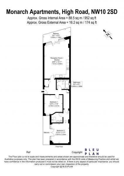 2 bedrooms flat, 189b Flat 4 High Road Willesden London