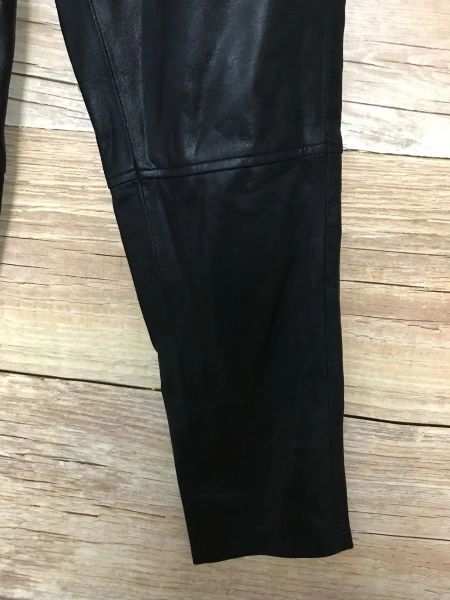 Heine Black Leather Trousers with Elasticated Waist