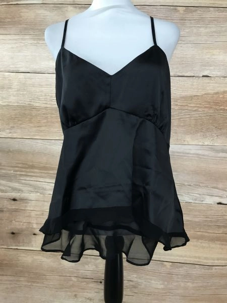 Star by Julien Macdonald Black Strappy Top with Sheer Material Hem