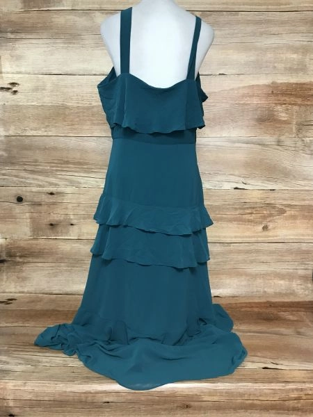 Quiz Turquoise Chiffon Frilled Tiered Dress