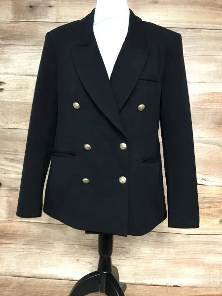 Kaleidoscope Black Double Breasted Jacket with Gold Military Buttons