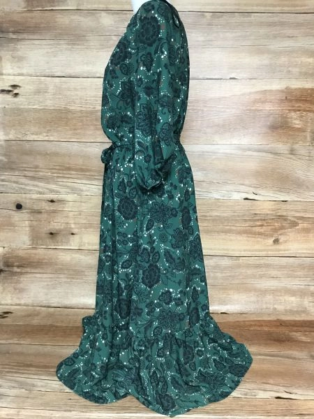 Kaleidoscope Green Floral Print Long Sleeve Dress