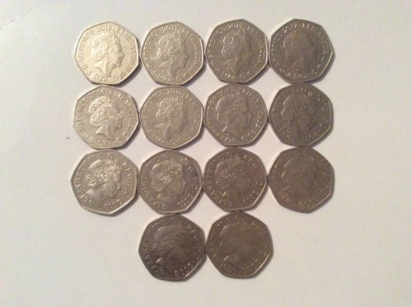 Fourteen Collectible 50p Coins.