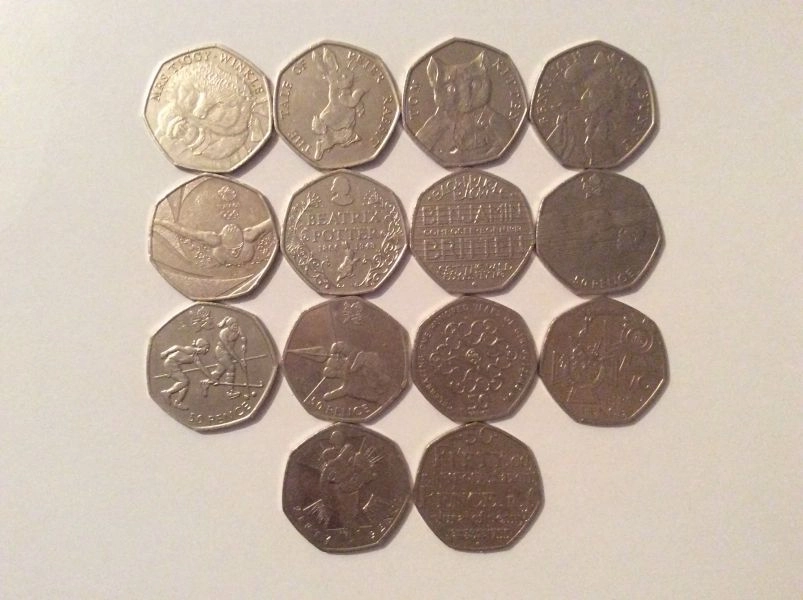 Fourteen Collectible 50p Coins.