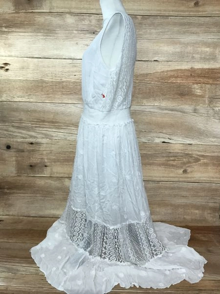Kaleidoscope White Ruched Maxi Dress with Crochet Detail
