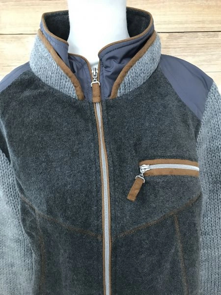 Rick Cardona Grey Canada Nature Knitted Sleeve Fleece Jacket