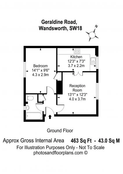 1 bedroom flat, 94 Geraldine Road Wandsworth