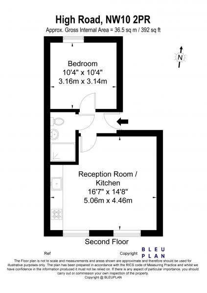 1 bedroom flat, 80a Flat 2 High Road Willesden Green London