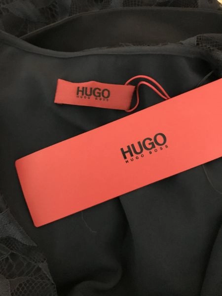 Hugo Boss Navy V Neck Lace Dress