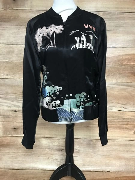 Victoria Beckham Black Silk Feel Embroidered Jacket