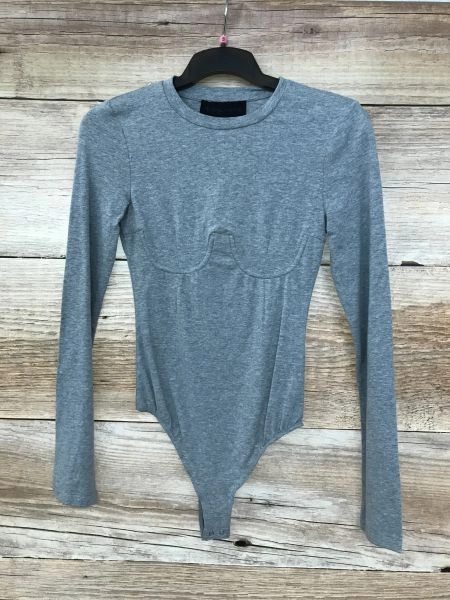 Kendall and Kylie Grey Long Sleeve Bodysuit