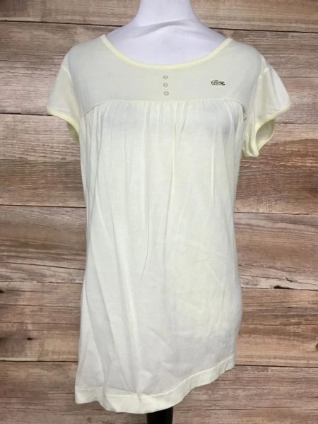 Lacoste Yellow Short Sleeve T-Shirt with Button Detail