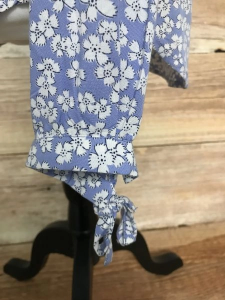 Crew Clothing Company Light Blue Floral Print Blouse