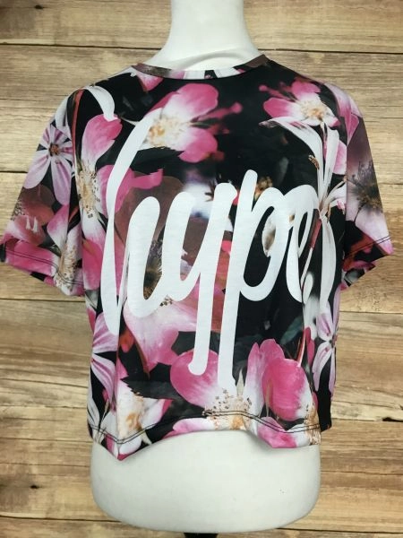 Just Hype Floral Print Logo Cropped T-Shirt