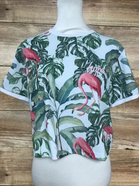 Just Hype Tropical Flamingo Print Cropped T-Shirt