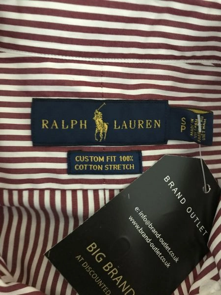 Ralph Lauren Burgundy and White Striped Cotton Oxford Shirt