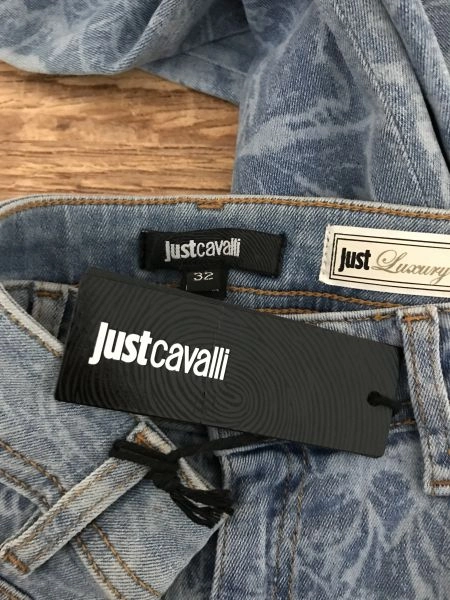 Just Cavalli Blue Skinny Jeans with Bleached Floral Design