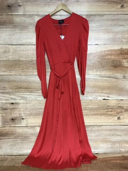 Bardot Red Wrap Style Evening Dress