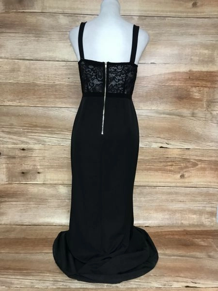 Little Mistress Black Maxi Length Lace Detail Dress