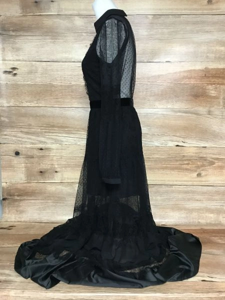 Perseverance London Black Sheer Lace Maxi Length Dress