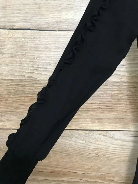 Biba Black Long Sleeve Frill Detail Maxi Dress