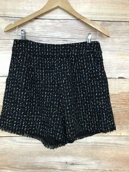 Lost Ink Black Wide Leg Shorts with Multicolour Design