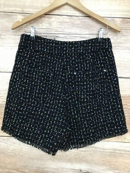 Lost Ink Black Wide Leg Shorts with Multicolour Design