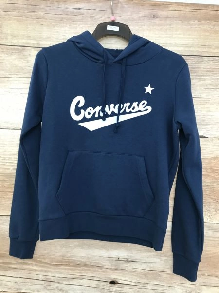 Converse Navy Classic Logo Fronted Hooded Shirt