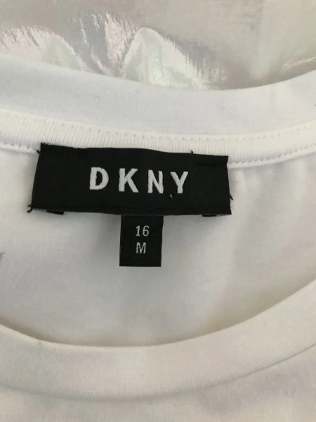 DKNY White Sleeveless Dress with Shiny Skirt