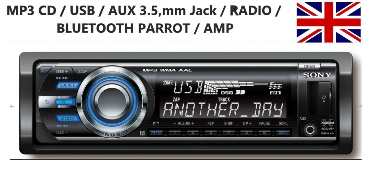 Sony Xplod MP3/CD/USB Car Player AND Parrot CK3000 bluetooth handsfree kit integreated.