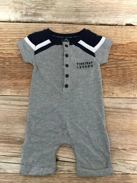 Firetrap Grey and Blue Popper Closing Playsuit
