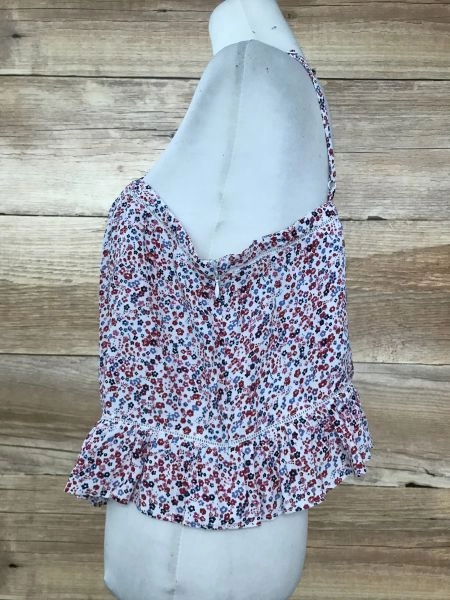 Jack Wills White Floral Print Cropped Strappy Top