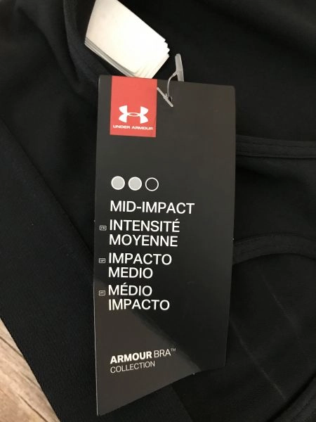 Under Armour Black Racer Back Mid Impact Sports Bra Top