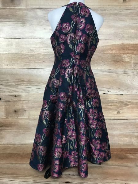 Adrianna Papell Navy and Pink A Line Dress