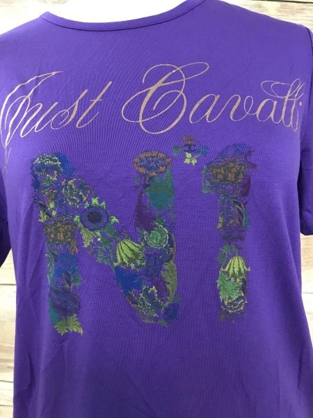 Just Cavalli Purple Logo Print T-Shirt